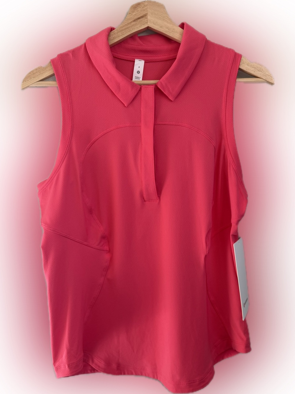 NWT Lululemon Quick Drying Sleeveless Golf Polo in Lipgloss Pink size 8